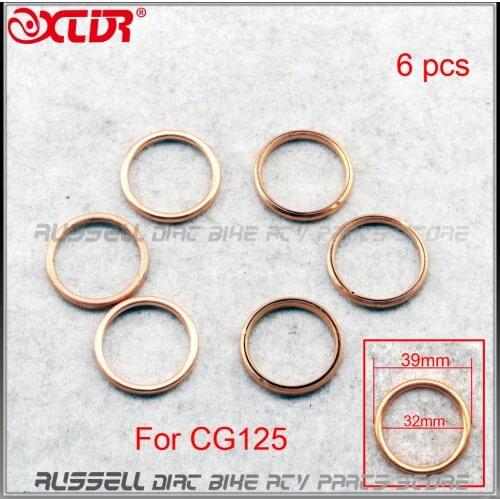 6 Pcs 39mm Outside Metal Motorcycle Exhaust Pipe Gasket for CG125 Motorcycle