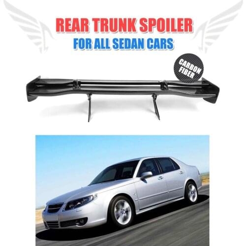 8pcs/set Universal Carbon Fiber Rear Trunk Boot Deck Spoiler Wing Fit For Any Sedan Car
