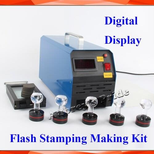 Auto Exposure 1-3 Lamps Digital Display Photosensitive Flash Stamp Machine Stamping Making+ 10pcs Holder Film Pad +1 Sheets Kit