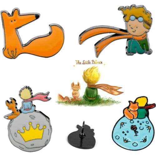 Брошь Le Petit Prince and Fox Brooch Enamel Pins Cartoon Badges Brooches for Women Men Children Jewelry Clothes Bags Pins