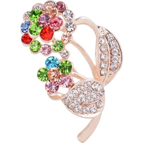 Rhinestone Flowers Brooches Pins Charm Clothing Accessories For Women Party Creative Fashion Jewelry Wedding Gift Broche XZ017