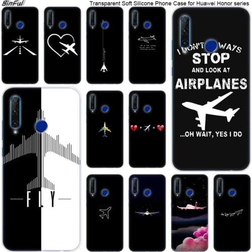 Hot aircraft Airplane fly patterned Soft Silicone Phone Case for Huawei Honor 20 20i 10 9 8 Lite 8X 8C 8A 8S 7S 7A Pro View 20