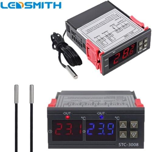 Digital Temperature Controller Thermostat for incubator Thermoregulator Two Relay Output 10A Heating Cooling STC-1000 STC-3008