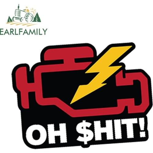EARLFAMILY 13cm x 9.75cm CHECK ENGINE LIGHT Sticker Car Decal JDM Funny Racing Stickers Waterproof Window Bumper Decoration