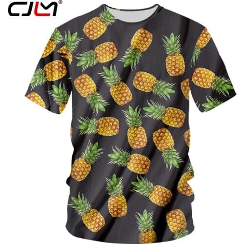 CJLM Men Tshirts Black 2018 Summer Tops Tees Hip Hop Short Sleeve Casual Mens Tshirt 3d Print Fruit Pineapple T-shirt Tee