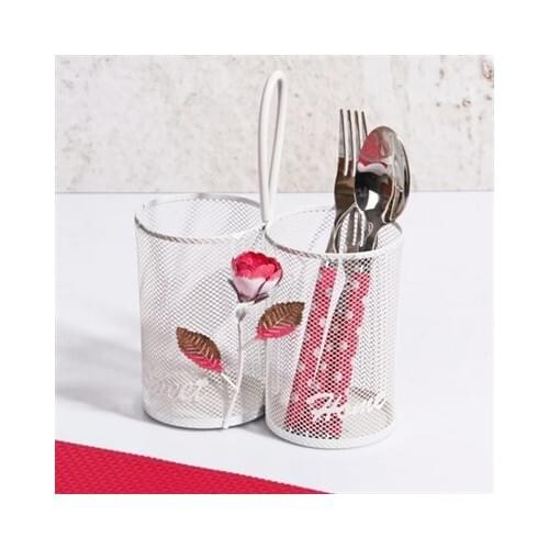 Kosova Wrought Iron 2 Compartments With Rose The Spoon Holder