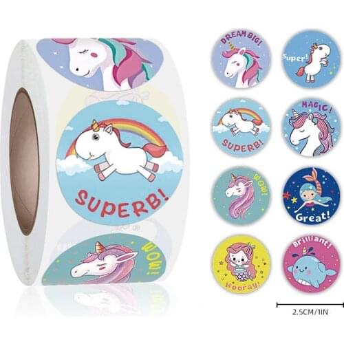 Cute Cartoon Animal Unicorn Sticker kids Reward Sticker Gift Decoration Label Teacher Encouragement Student Stationery Stickers