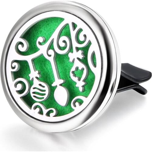 Refillable Aromatherapy Car Vent Clip Stainless Steel Perfume Essential Oil Diffuser Aroma Locket Pendant Air Freshener