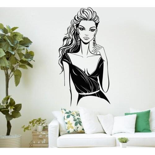 Fashion Girl Wall Stickers Decor Shopwindow Vinyl Wall Decal For Living Room Woman Bedroom Mirror Ceiling Murals Decoration Y396