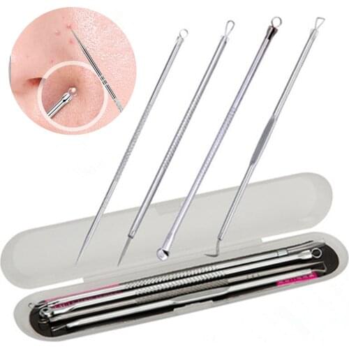 4pcs Stainless Steel Acne Removal Needles Pimple Blackhead Remover Tools Face Skin Care Tools Needles Facial Pore Cleaner
