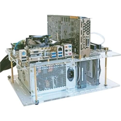 ATX Open transparent chassis desktop rack 4 layers for 3.5 2.5 hard drive support ATX/SFX power supply / water cooling NAS