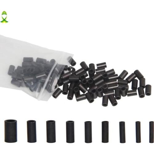 JSM 300PCS matt black Brass Fishing Single Barrel Crimping Sleeves for fishing line crimp tube connector fishing tools
