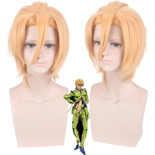 35cm 13.8" JoJos Bizarre Adventure Golden Wind Pannacotta Fugo Wigs Heat Resistant Synthetic Cosplay Costume Hair