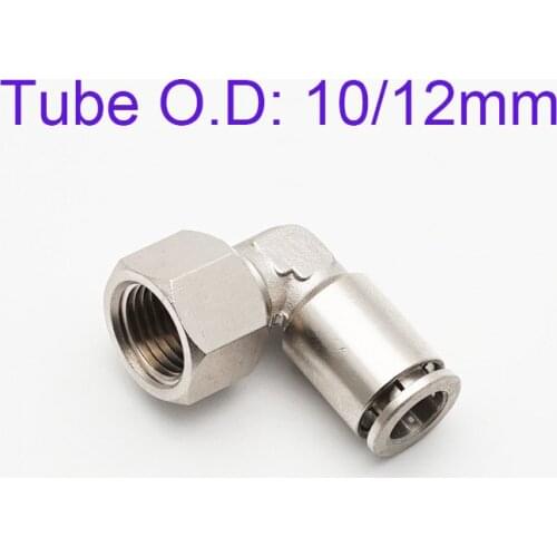 PLF 10/12mm Tube Copper Nickel-plated Elbow Joint L type 1/8 1/4 1/2 Female High Temperature Pressure Metal Quick Pipe Connector