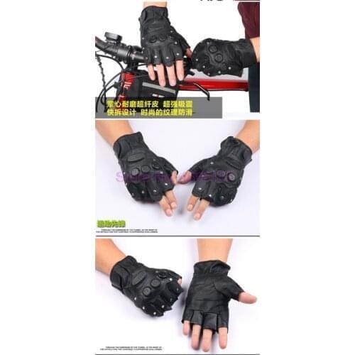 By dhl or fedex 50 pairs Men Faux Leather Punk Gloves Fitness Rivets Half Fingered Outdoor Sport Fitness Warm Winter