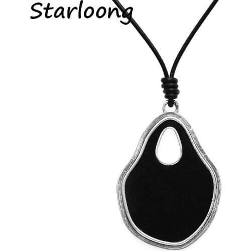New latest tree pear fish bone Rudder rose rhinestone pendant black genuine leather chain necklace women men jewelry gift