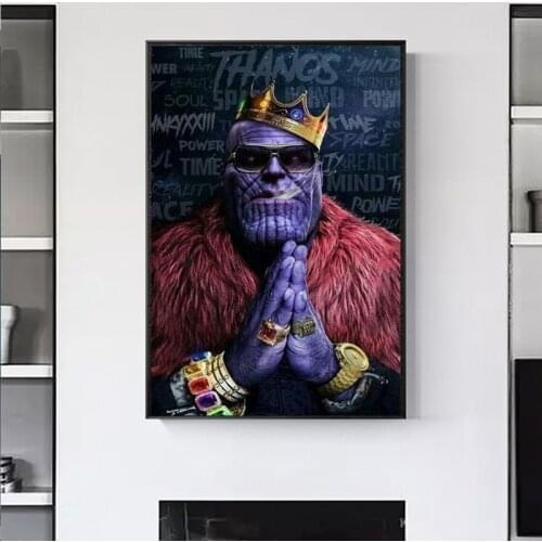 Marvel Avengers Movie Poster And Print Thanos With Crown Superhero Canvas Painting Wall Art Living Bedroom Home Decor Cuadros