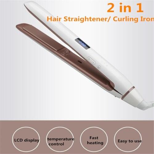 Professional Curling Iron 2 in 1 Hair Straightener & Curler Electric Hair Curlers Hair Crimper Styling Tool for Women