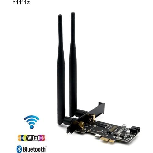 Network Cards M.2 Wifi Adapter/Card PCI-E 1X Wifi AC 5Ghz 5 Ghz Adapter 2x 5dBi WiFi Antenna Key A NGFF M.2 Wi-Fi Bluetooth Card