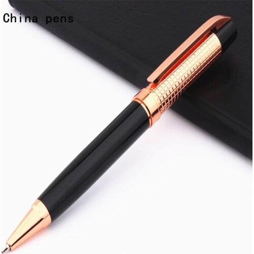 Luxury 713 Rose gold hat Black Business office Medium nib Ballpoint Pen New Student office stationery