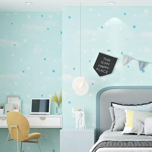 Blue Pink Stars Cloud Self-adhesive Wallpaper Kids Baby Rooms Decorations Mural Nursery Stickers Furniture Decorative