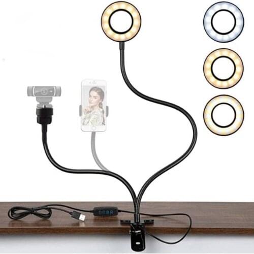 LED Selfie Ring Light for DV camera Desk Lamp Lazy Bracket Tabletop Stand Flexible for Live Stream Video Blogger Youtube