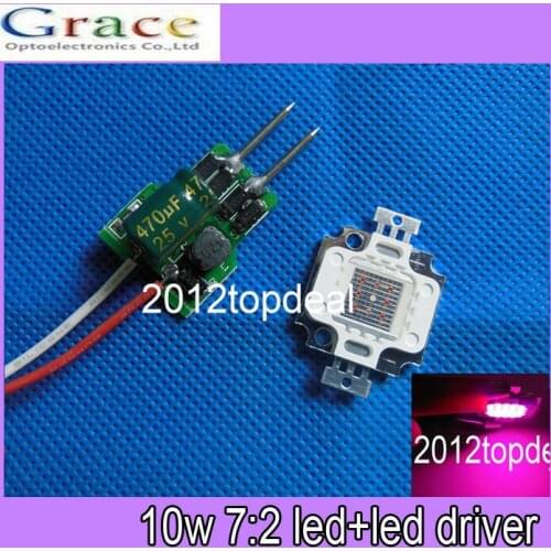 1set 10W Deep Red 660nm + Blue 440nm 7:2 LED +driver Plant Grow Growth lights 7pcs 660nm 2pcs royal blue