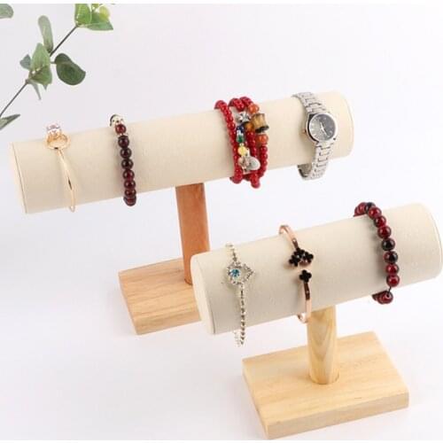 Velvet/PU Leather Bracelet Necklace Chain Watch T-Bar Rack Show Display Stand Holder Jewelry Organizer Hard Display Stand Shelf