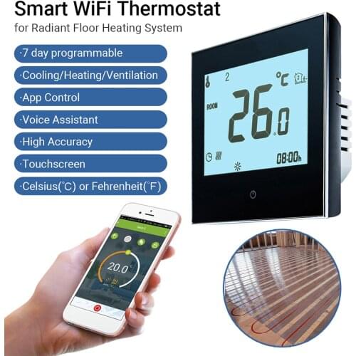 Wifi Thermostat Floor Heating System Touchscreen Heating Boiler Temerture Control Only Thermostat with App and Voice Control