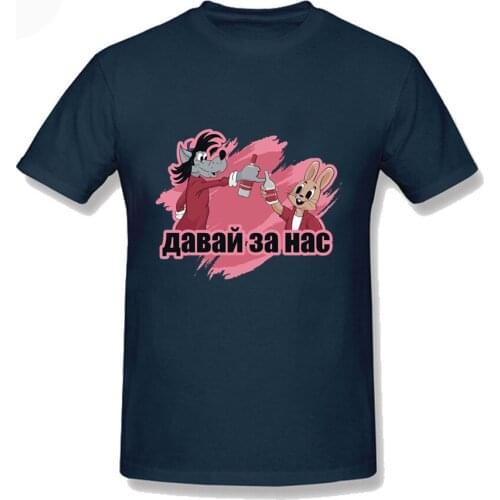 Funny Mens Nu Pogodi Hase Wolf Wodka Russland Russia Putin CCCP Sowjet Black T Shirt Streetwear Men T Shirts Summer Tops Tee