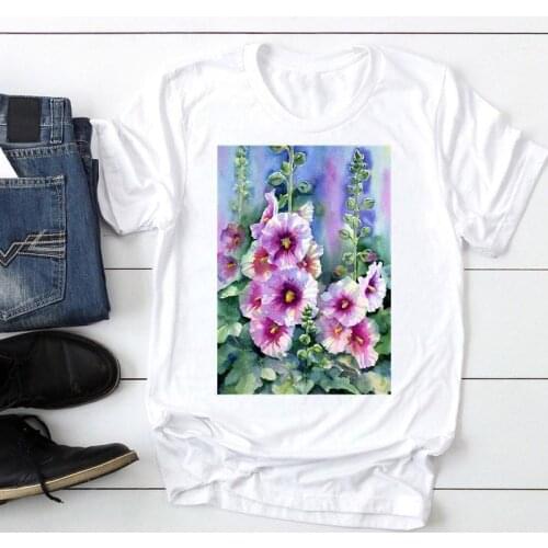 Women Floral Watercolor Flower Ladies 2021 Fashion Cartoon Summer Lady Print Tee Graphic T Top Female Tshirts Clothes T-Shirt