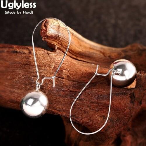 Uglyless Glossy Silver Balls Earrings for Women Forever Chic Jewelry Simple Fashion Classic Brincos Bijoux 925 Silver Earrings