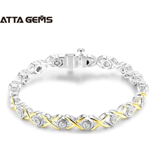 Solid 925 Sterling Silver 18K Tennis Bracelets for Women Round Real Diamond 1.25mm Charm Luxury Bracelet for Engagement Gifts