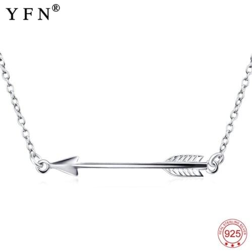 Genuine 925 Sterling Silver Necklace Sideways Love Arrow Pendants Necklaces Women Jewelry Simple Necklace Collares Mujer GNX0588