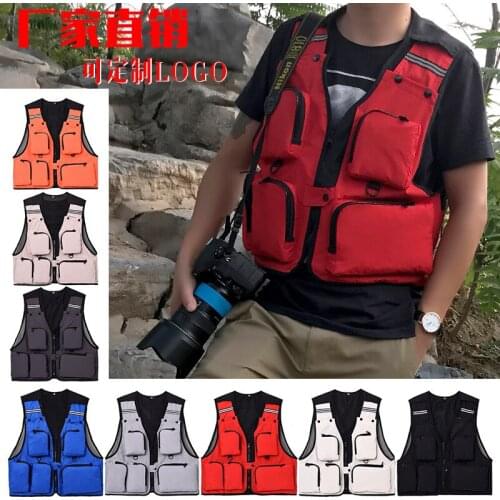 Outdoor Photography Vest Mens Fishing Vest Multi-Pockets Wedding Director Advertising Vest