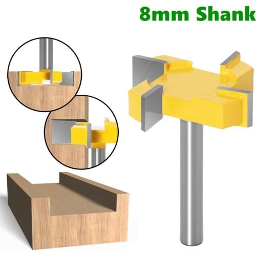 1pc 8mm Shank 4 Edge T Type Slotting Cutter Woodworking Tool Router Bits For Wood Industrial Grade Milling Cutter Slotting