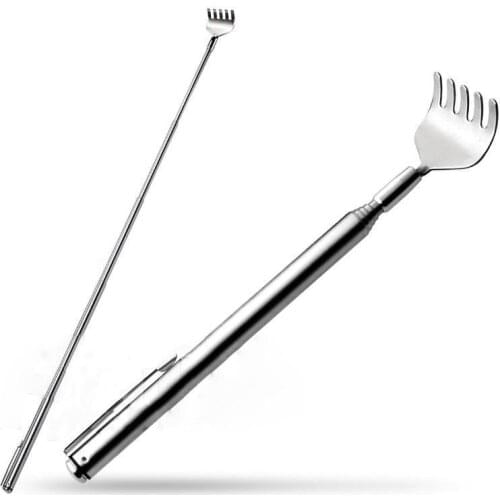 1pcs Stainless Steel Telescopic Back Scratcher Masager Telescopic Pen Clip Portable Back Scratcher Itch Massage Tool