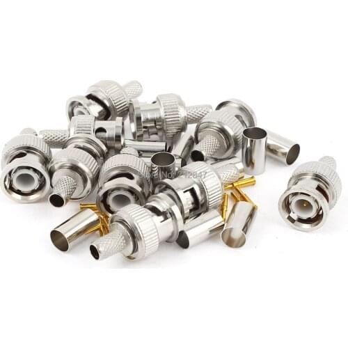 10 Pcs BNC Male RG59 Coaxial Crimp Connector Adapter Set for CCTV camera