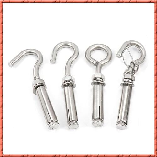 10pcs/lot stainless steel m6/8/10/12 expansion hook screw lifting ring manhole cover mesh with hook water heater expansion bolt