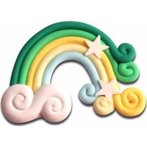 12Pcs Green Rainbow Bridge Clay Decoration Crafts Kawaii Cute Flatback Cabochon Embellishments For Scrapbooking DIY Accessories