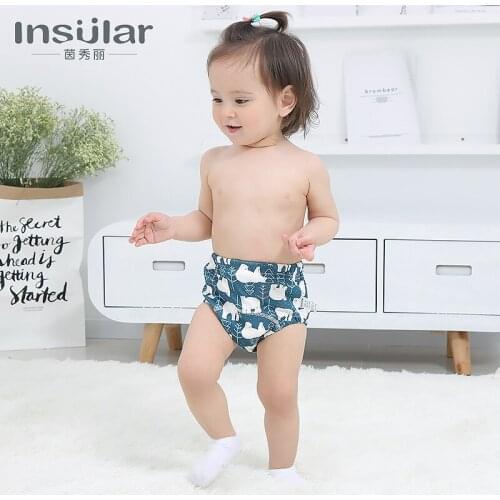 Insular 2pcs Cute Baby Potty Training Pants Nappies For Toddler Boys And Girls Cotton Cloth Diapers Panties Washable Reusable