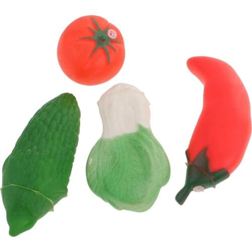 4Pcs/Lot Squeaky Fruits Vegetables Toys For Doll Accessories Kids Baby Bath Bathing Bathtime Pool Toys