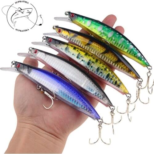 5Pcs/set Artificial Sinking Hard Bait 13cm/23g 3D Eye Wobbler Bionic Bait With Ring Beads 2# With Blood Trough Hook Fishing Lure