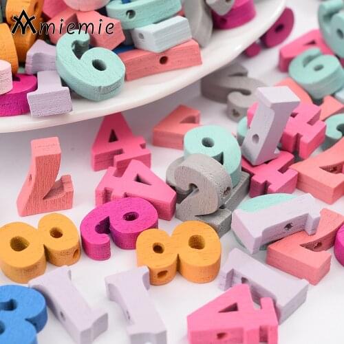 50Pcs/Lot Wooden Toys Number Recognize Beads Stringing Threading Beads Game Education Toy Accessories for Baby Kids Children
