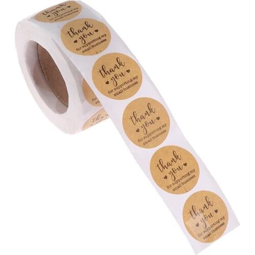 500pcs/roll Round Kraft Paper Thank You For Supporting My Small Business Stickers Seal Label Sticker Decor Stationery Sticker