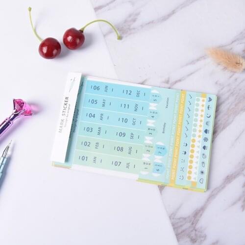 8pcs month plan DIY decorative sticker Rainbow color diary sticker diy paper sticker student stationery