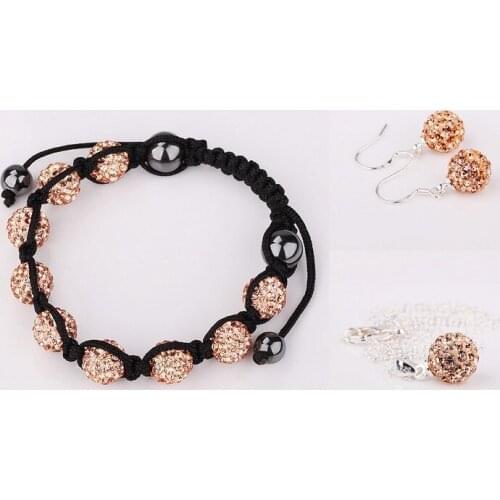 Large Discount Jewelry!Free Shipping!10mm 5Pcs/Lot Micro Pave Disco Ball crystal Set.Bracelets+Earring+Necklace JGF Hotsale