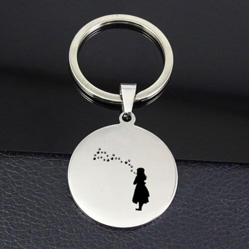 Girl Bowing Bubbles Keychain Disc Pendant Keychains Jewelry Best Gift for Girl Wholesale Price YP7422