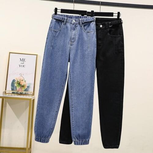 Elastic Waist Haroun Plus Large Size Oversize Korean Vintage Clothes WomenS High Waist Trousers Fashion Jeans Pants For Girls