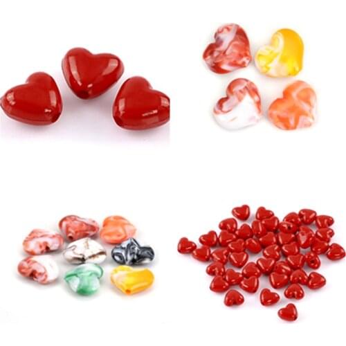 DoreenBeads Hot Acrylic Charm Beads Love Heart Red For Jewelry DIY Findings Accessories Components 11x10mm,50PCs Hot new